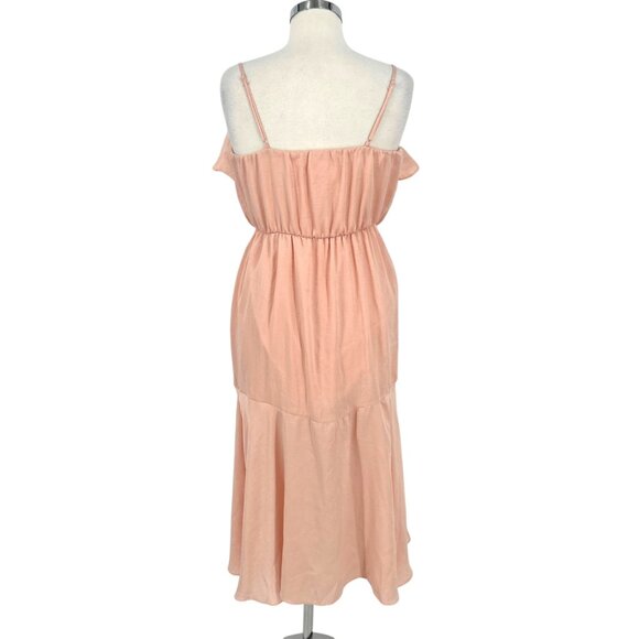 Everly Peach Ruffled Midi Dress Special Occasion Party Size Medium - Picture 3 of 12